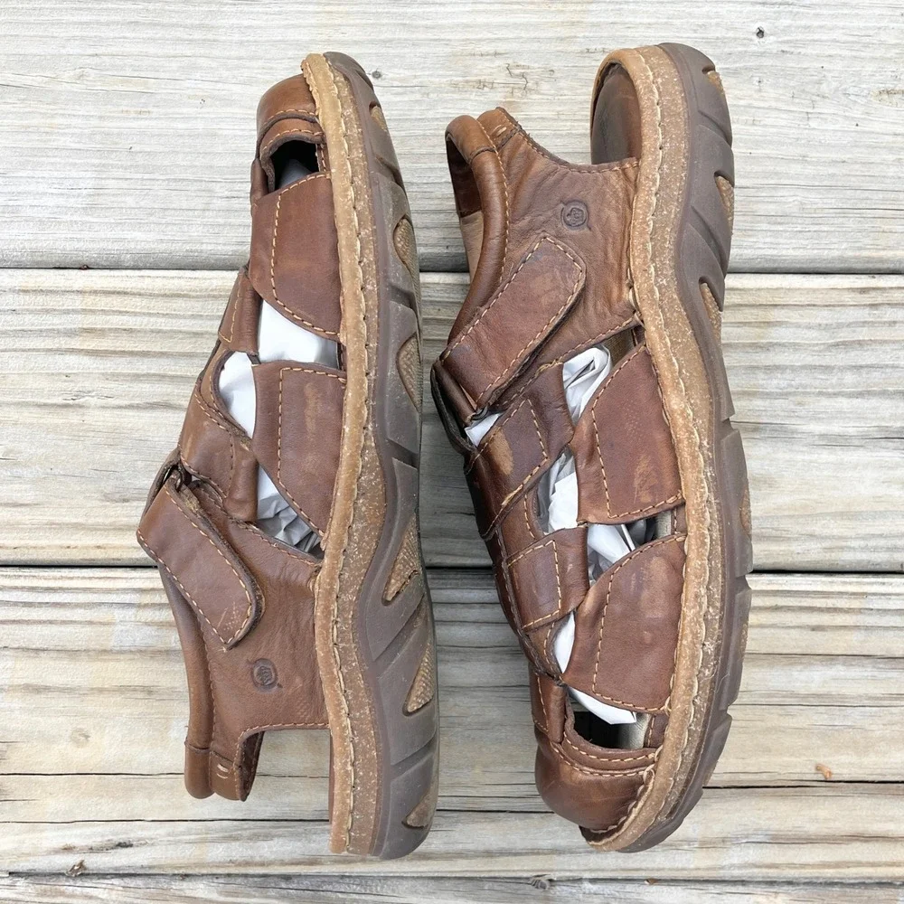 Born Fishermen Sandals Mens 12 Brown Leather H59706 Rugged Hiking Dad Vintage